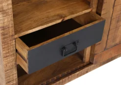 Garderobenschrank BARNEY 110 x 186 cm Mango massiv sägerau, gebeizt, lackiert/schwarz