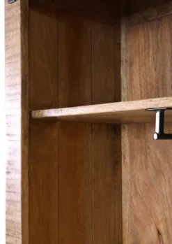 Garderobenschrank BARNEY 110 x 186 cm Mango massiv sägerau, gebeizt, lackiert/schwarz