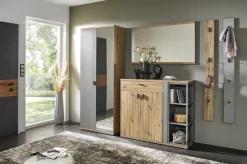 Garderobenschrank FINA 80 x 200 cm Eiche-Artisan-Dekor braun/Basalt-grau-Dekor