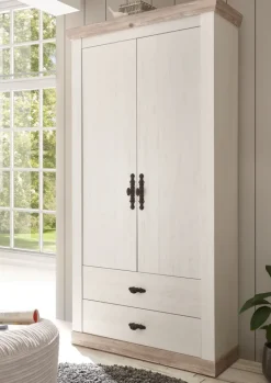 Garderobenschrank FLORENZ 107 x 201 cm weiß/braun