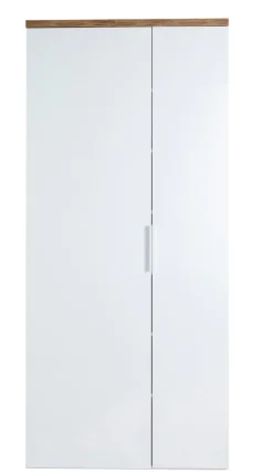 Garderobenschrank MUNDI 83 x 189 cm Weiß Hochglanz/Eiche-Riviera-Dekor