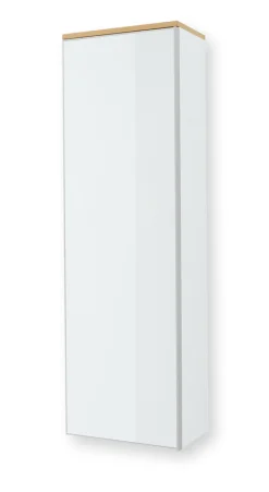 Garderobenschrank VORTINA 54 x 170 cm Lack weiß/Glas Optiweiß/Abdeckboden Balkeneiche-Dekor