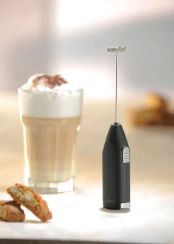 GEFU Milchaufschäumer FINO schwarz/silberfarbig