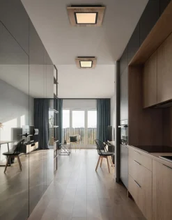 GLOBO LED Deckenlampe LEA 30 x 30 cm Holzoptik