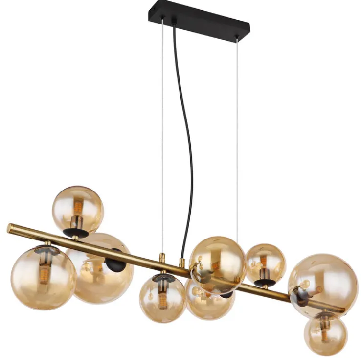 GLOBO LED Retrofit Balkenpendel RIHA 9-flg messingfarbig /amber