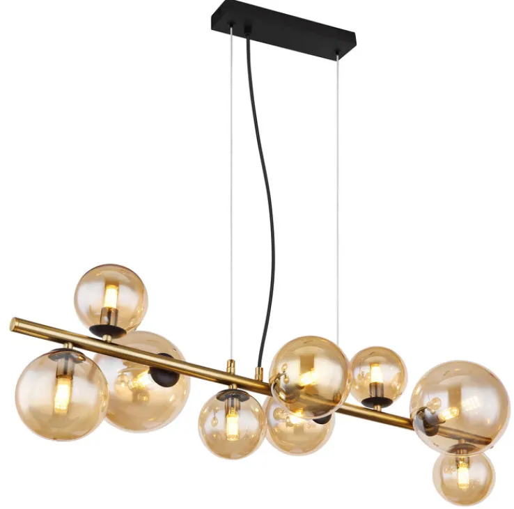 GLOBO LED Retrofit Balkenpendel RIHA 9-flg messingfarbig /amber