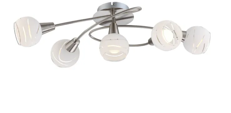 GLOBO LED Retrofit Deckenlampe ELLIOTT 5 flg nickelfarbig
