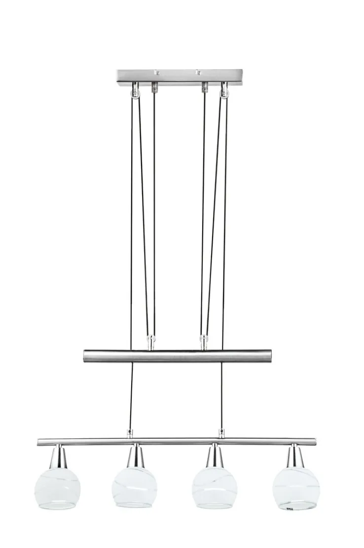 GLOBO LED Retrofit Pendelleuchte ELLIOTT 4 flg nickelfarbig