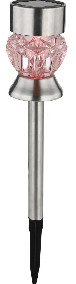 GLOBO LED Solarlampe Gartenspieß SIMON 2er Set silberfarbig