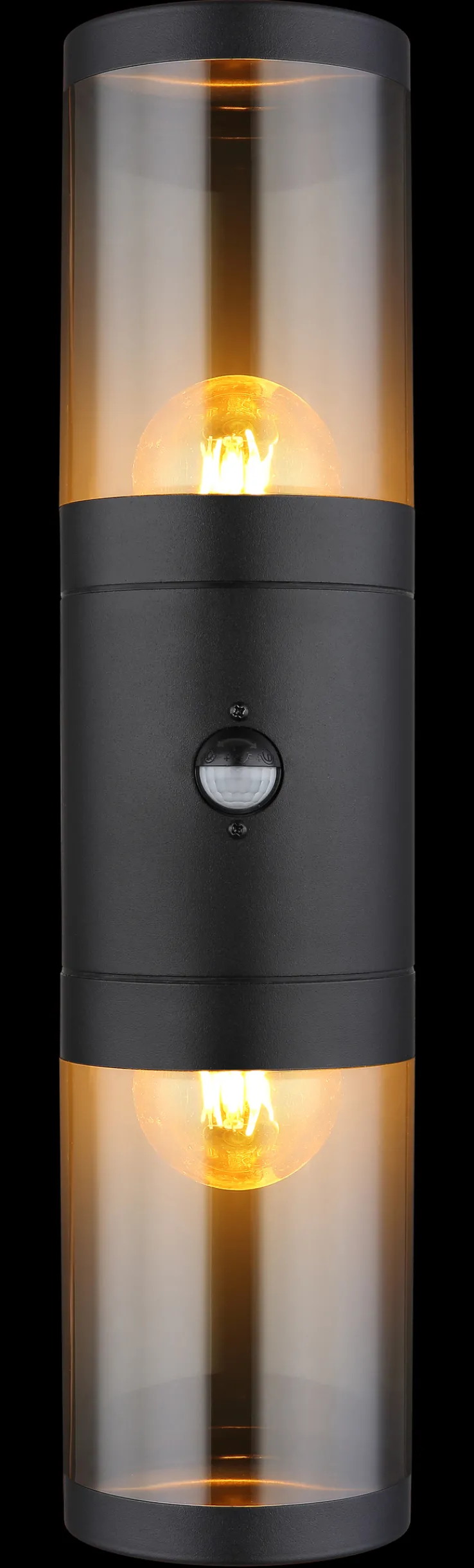 GLOBO Retrofit Außenwandleuchte XELOO B 2-flg schwarz /rauchfarbig