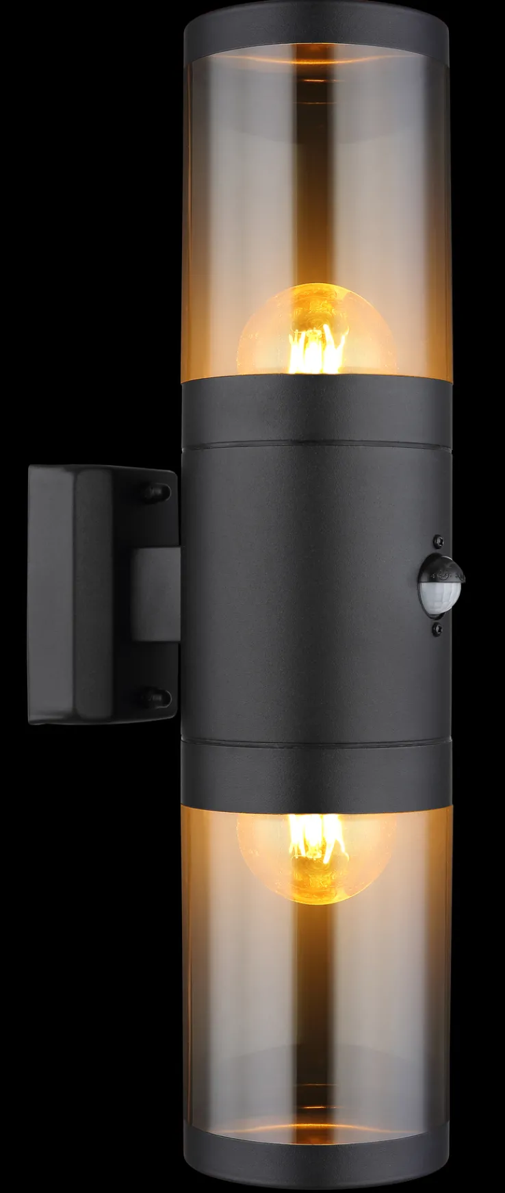 GLOBO Retrofit Außenwandleuchte XELOO B 2-flg schwarz /rauchfarbig