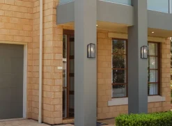 GLOBO Retrofit Außenwandleuchte GUNDULA schwarz /Glas