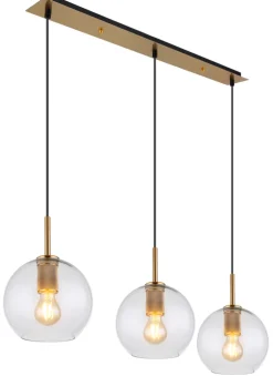 GLOBO Retrofit Balkenpendel ADARA 3-flg messingfarbig /Klarglas