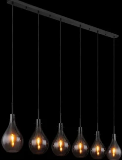 GLOBO Retrofit Balkenpendel OSKUS 6-flg schwarz /Rauchglas