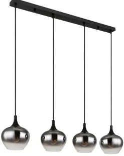 GLOBO Retrofit Balkenpendel MAXY 4-flg schwarz /Rauchfarbig