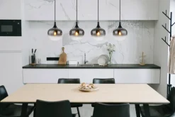 GLOBO Retrofit Balkenpendel MAXY 4-flg schwarz /Rauchfarbig