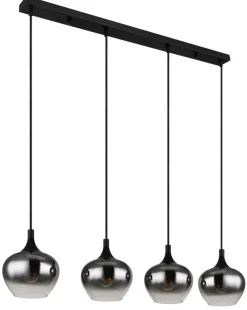 GLOBO Retrofit Balkenpendel MAXY 4-flg schwarz /Rauchfarbig