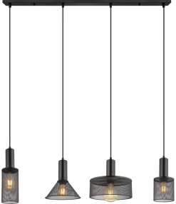 GLOBO Retrofit Balkenpendel JEDD 4-flg schwarz