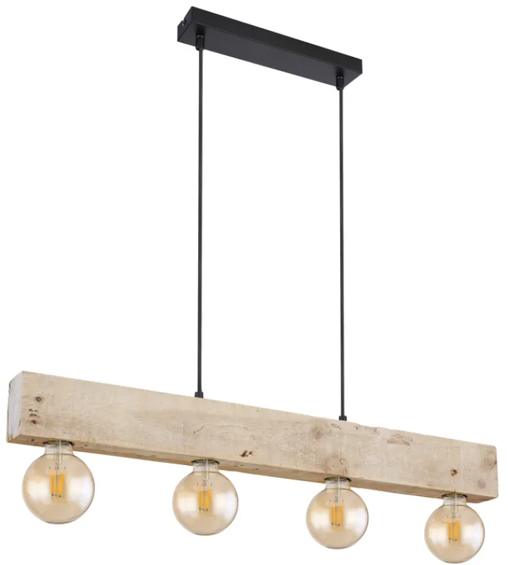GLOBO Retrofit Balkenpendel ADALIE 80 cm schwarz /Holz