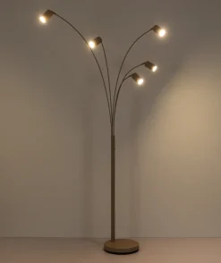 GLOBO Retrofit Bogenlampe ROBBY, Metall, 70 x 73 x 204 cm Beige