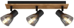GLOBO Retrofit Deckenlampe CLAUDE 3 Spots schwarz /Holz