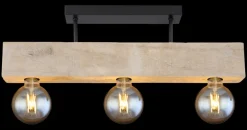 GLOBO Retrofit Deckenlampe ADALIE 60 cm schwarz /Holz