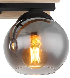 GLOBO Retrofit Deckenlampe CONNI 60 cm Holz /grau