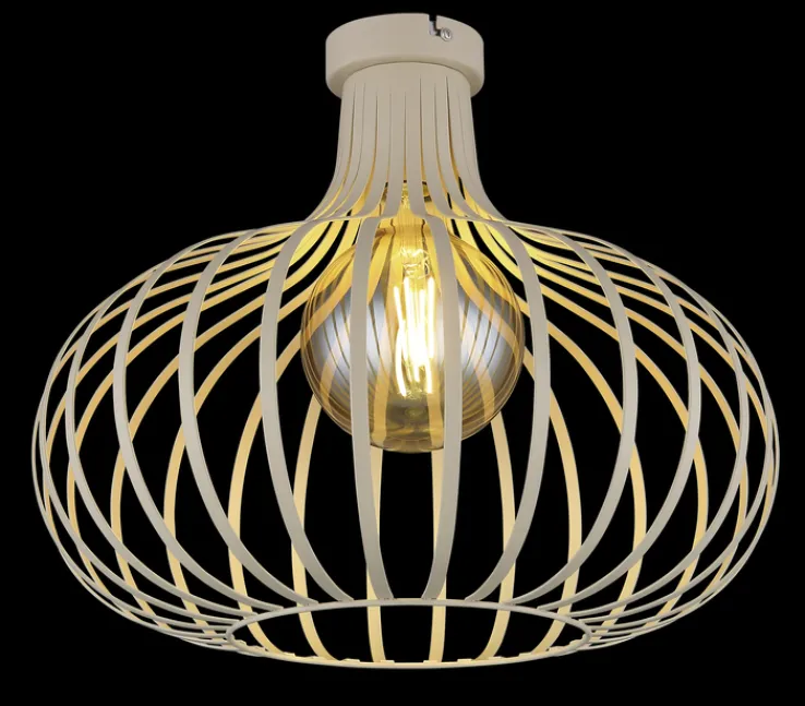 GLOBO Retrofit Deckenlampe MATEO, Metall, Ø 40 x H 35 cm Beige