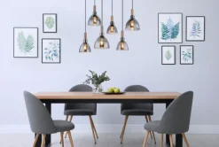 GLOBO Retrofit LED Balkenpendel MATTEA 6-flg schwarz /Holzdekor