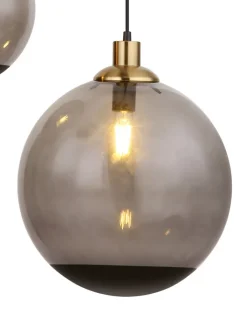 GLOBO Retrofit Pendelleuchte POTTER 65 cm schwarz /messingfarbig