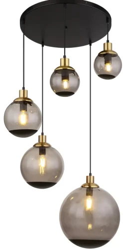 GLOBO Retrofit Pendelleuchte POTTER 65 cm schwarz /messingfarbig