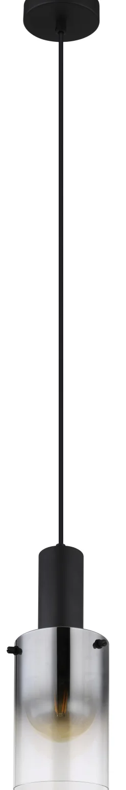 GLOBO Retrofit Pendelleuchte FLORENTINA 1-flg schwarz /Rauchglas