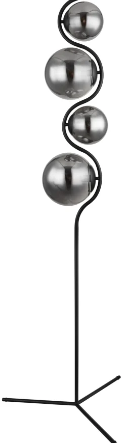 GLOBO Retrofit Stehlampe PORRY 4-flg schwarz /rauchfarbig