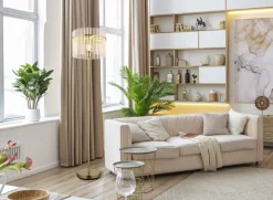 GLOBO Retrofit Stehlampe GORLEY 152 cm goldfarbig /opal