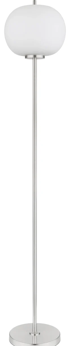 GLOBO Retrofit Stehlampe BLACKY 160 cm nickelfarbig /opalweiß