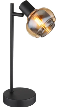 GLOBO Retrofit Tischlampe TOKKI schwarz /rauch und amber