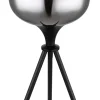 GLOBO Retrofit Tischlampe MAXY 45 cm schwarz /Rauchglas