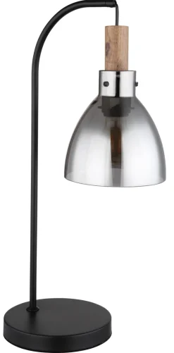 GLOBO Retrofit Tischlampe MATTEA 55 cm schwarz /Holzdekor