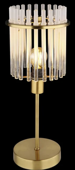 GLOBO Retrofit Tischlampe GORLEY 37 cm goldfarbig /opal
