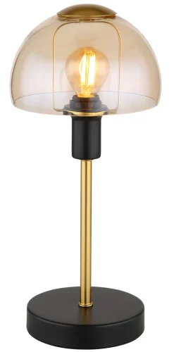 GLOBO Retrofit Tischlampe KOKKINI schwarz-goldfarbig /amber