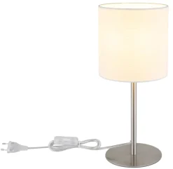 GLOBO Retrofit Tischlampe BENSON 40 cm nickelfarbig /weiß