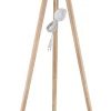 GLOBO Retrofit Tripod Stehlampe STABILO, Holznachbildung/Textil, Höhe 150 cm Braun/Weiß