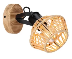 GLOBO Retrofit Wandleuchte mit 1 Spot VALLI schwarz /Hanf beige