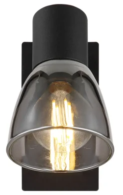GLOBO Retrofit Wandleuchte mit 1 Spot CLAUDE schwarz /rauchfarbig