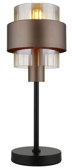 GLOBO Tischlampe MILLEY, Metall/Glas, Höhe 47 cm Braun/Schwarz/Goldfarbig