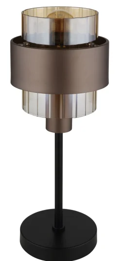GLOBO Tischlampe MILLEY, Metall/Glas, Höhe 47 cm Braun/Schwarz/Goldfarbig