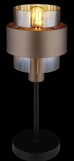 GLOBO Tischlampe MILLEY, Metall/Glas, Höhe 47 cm Braun/Schwarz/Goldfarbig