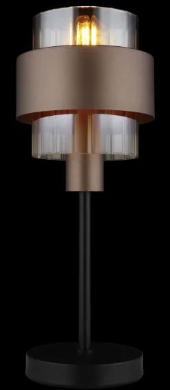 GLOBO Tischlampe MILLEY, Metall/Glas, Höhe 47 cm Braun/Schwarz/Goldfarbig