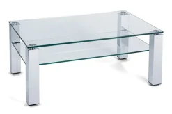 HAUKE HENDRIKS Couchtisch 110 x 70 cm Klarglas/ chromfarbig