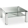 HAUKE HENDRIKS Couchtisch 80 x 80 cm Klarglas/ Metall matt vernickelt